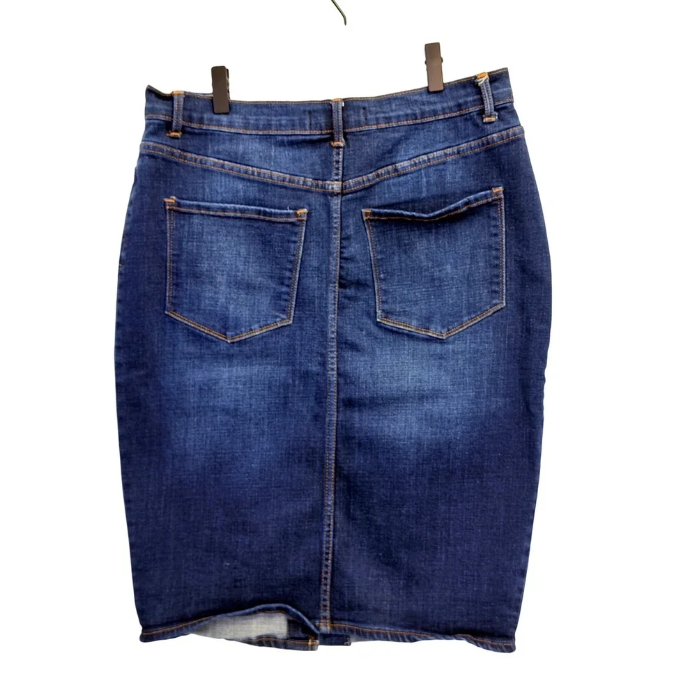 Lee Platinum Label Womens Dark Wash Denim Pencil Skirt Blue Knee Length Size 10 - Picture 3 of 8
